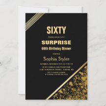Schwarz und Gold Überraschung 60. Geburtstag Abend