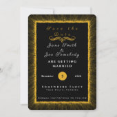 Schwarz und Gold und Monogramm Save The Date (Vorderseite)
