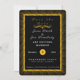 Schwarz und Gold und Monogramm Save The Date