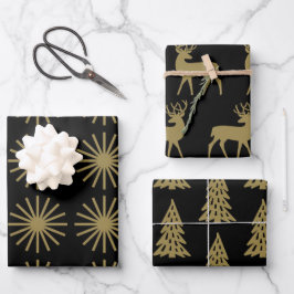 Schwarz und Gold - Urlaubsmuster Geschenkpapier Set