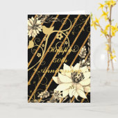 Schwarz und Gold Verziert Personalisiert Karte (Gelbe Blume)