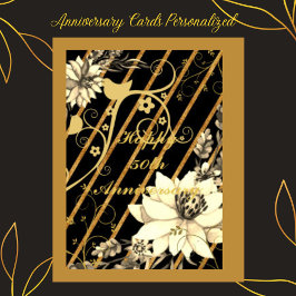 Schwarz und Gold Verziert Personalisiert Karte
