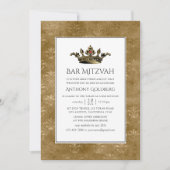 Schwarz und Gold Vintag Heraldic Bar Mitzvah Einladung (Vorderseite)