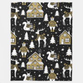 Schwarz und Gold Weihnachten Fleecedecke (Vorderseite)