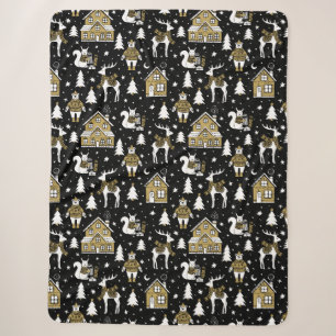 Schwarz und Gold Weihnachten Sherpadecke