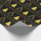 Schwarz und Gold Weihnachtsbaum Muster Wrapping Geschenkpapier (Ecke)