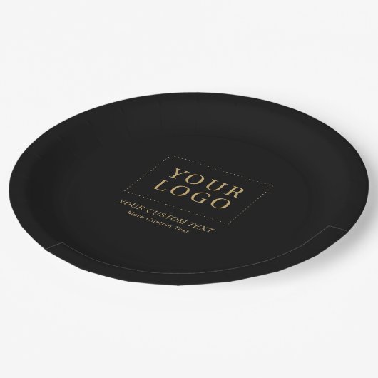Schwarz und Gold | Werbeaktion für kundenspezifisc Pappteller (Schrägansicht)