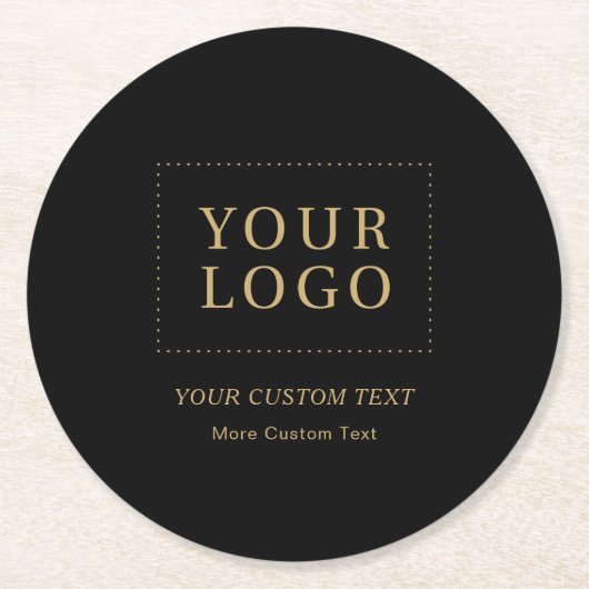 Schwarz und Gold | Werbeaktion für kundenspezifisc Runder Pappuntersetzer (Vorderseite)