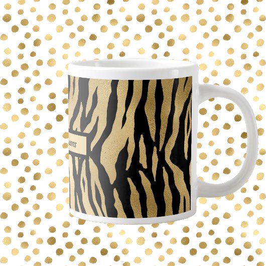 Schwarz und Gold Wild Animal Print mit Namen Jumbo-Tasse