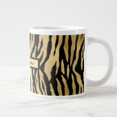 Schwarz und Gold Wild Animal Print mit Namen Jumbo-Tasse (Rechts)