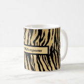 Schwarz und Gold Wild Animal Print mit Namen Kaffeetasse (VorderseiteRechts)