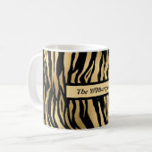 Schwarz und Gold Wild Animal Print mit Namen Kaffeetasse (Vorderseite Links)