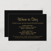 Schwarz und Gold wo Hochzeitsunterkunft Bleibe wer Begleitkarte (Vorne/Hinten)