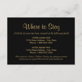 Schwarz und Gold wo Hochzeitsunterkunft Bleibe wer Begleitkarte (Vorderseite)