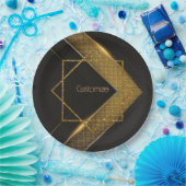 Schwarz und Gold Zickzack Pappteller (Party)