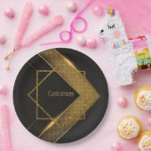 Schwarz und Gold Zickzack Pappteller (Party)