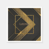 Schwarz und Gold Zickzack Serviette (Vorderseite)