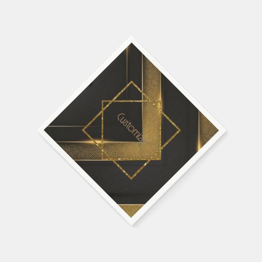 Schwarz und Gold Zickzack Serviette (Ecke)