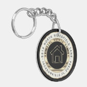 Schwarz und Gold Zuhause - Realtor Custom Schlüsselanhänger (Vorderseite links)