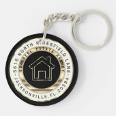 Schwarz und Gold Zuhause - Realtor Custom Schlüsselanhänger (Rückseite)