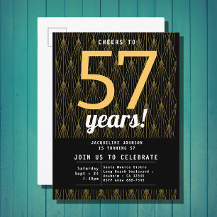 Schwarz und Gold zum Geburtstag Einladungspostkarte