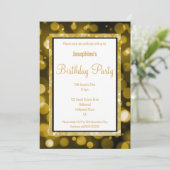 SCHWARZ- UND GOLDBUBBLE GEBURTSTAGLICHE EINLADUNG (Stehend Vorderseite)