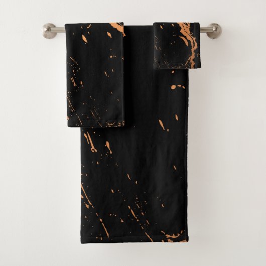 Schwarz und Golden Abstrakt Badhandtuch Set (Insitu)
