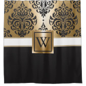 Schwarz und Golden Arabesc Duschvorhang (Vorderseite)