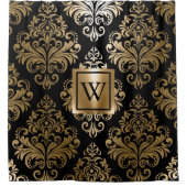 Schwarz und Golden Arabesc Duschvorhang (Vorderseite)