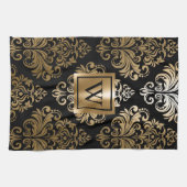 Schwarz und Golden Arabesc Geschirrtuch (Horizontal)