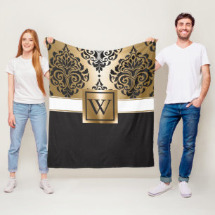Schwarz und Golden Arabesk Fleecedecke