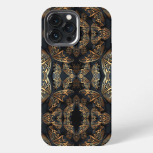 Schwarz und Golden Butterfly Nahtloses Pattren iPhone 13 Pro Max Hülle