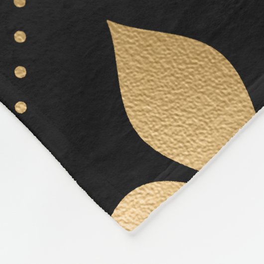Schwarz und Golden Fleur-de-lis Fleecedecke (Ecke)