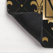 Schwarz und Golden Fleur-de-lis Mousepad (Ecke)