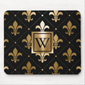 Schwarz und Golden Fleur-de-lis Mousepad (Vorne)