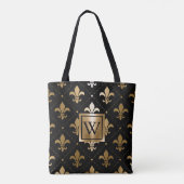 Schwarz und Golden Fleur-de-lis Tasche (Rückseite)