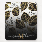 Schwarz und Golden Floral Mousepad (Vorne)