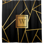 Schwarz und Golden Geometric Duschvorhang (Vorderseite)