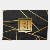 Schwarz und Golden Geometric Geschirrtuch (Horizontal)