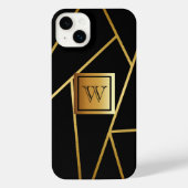 Schwarz und Golden Geometric iPhone Hülle (Rückseite)