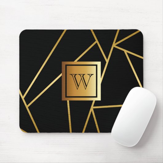 Schwarz und Golden Geometric Mousepad (Mit Mouse)
