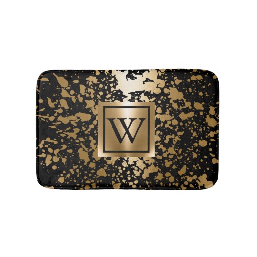 Schwarz und Golden Metallic Badematte (Vorderseite)