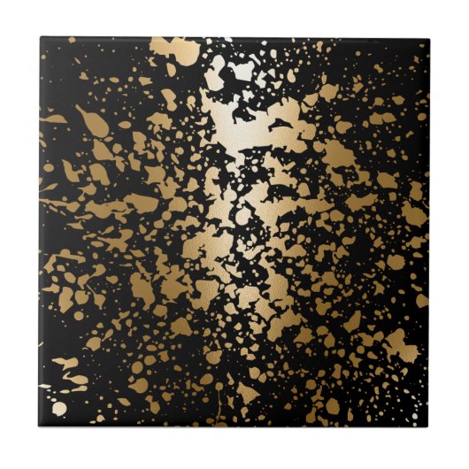 Schwarz und Golden Metallic Fliese (Vorderseite)