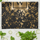 Schwarz und Golden Metallic Geschirrtuch (Gefaltet)