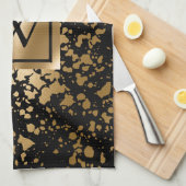 Schwarz und Golden Metallic Geschirrtuch (Viertel Falte)