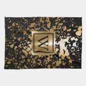 Schwarz und Golden Metallic Geschirrtuch (Horizontal)