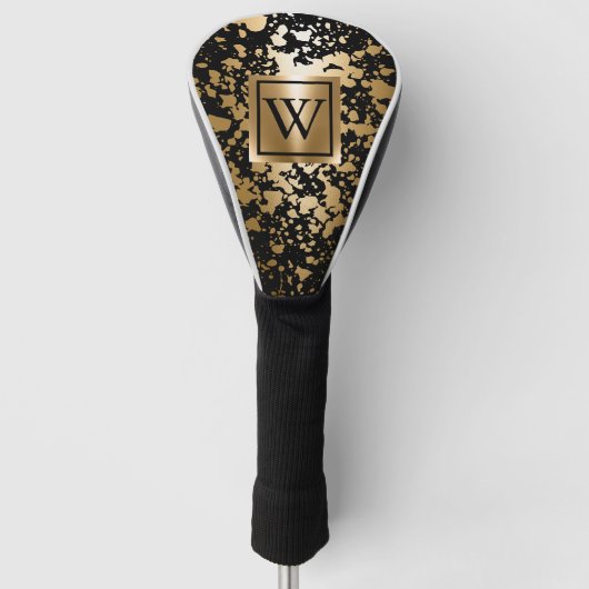 Schwarz und Golden Metallic Golf Headcover (Vorderseite)