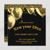 Schwarz und Golden Modern Neujahrsplatz Einladung (Vorne/Hinten)