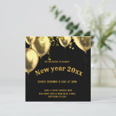 Schwarz und Golden Modern Neujahrsplatz Einladung (Stehend Vorderseite)
