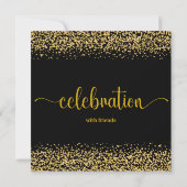 Schwarz und Golden Modern Neujahrsplatz Einladung (Rückseite)